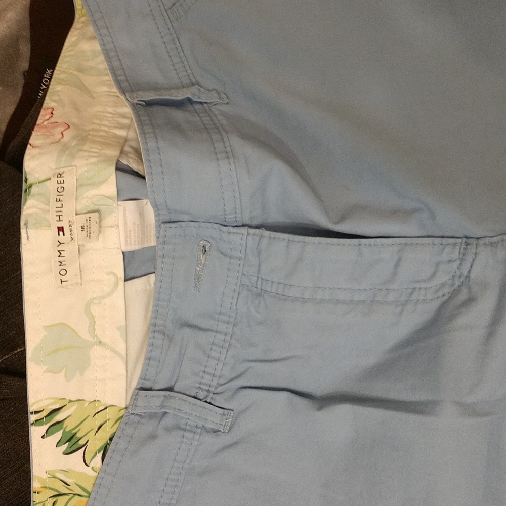 Gently used Tommy Hilfiger blue butterfly convertible pants